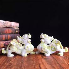 蓝田玉麒麟摆件玉石貔貅麒麟摆件乔迁客厅办公室摆件设工艺品