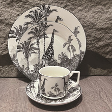 ins風法式長頸鹿咖啡杯碟套裝復古陶瓷杯子小眾下午茶咖啡杯