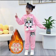 女童秋冬套装网红新款洋气时髦中大童加绒加厚冬装儿童卫衣两件套