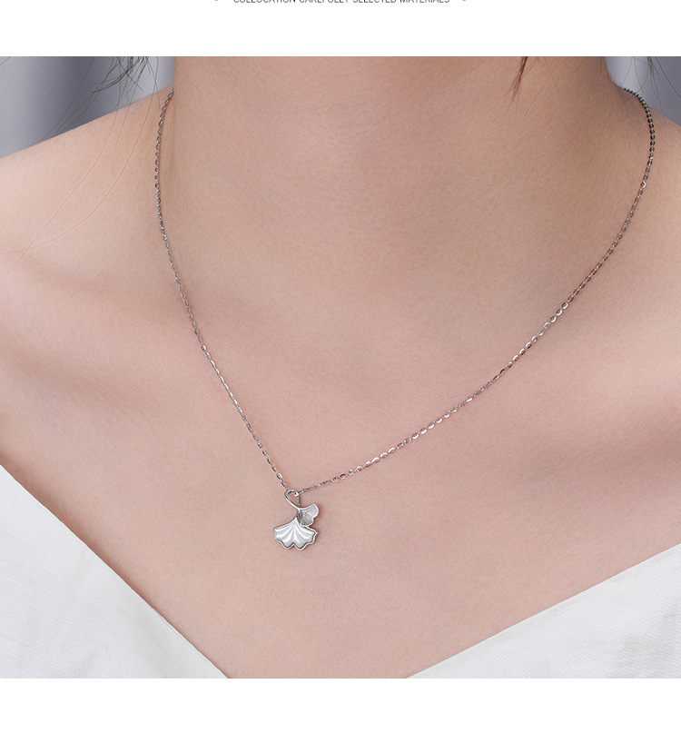 Style Simple Feuille Argent Sterling Collier Incruster Coquille 925 Argent Colliers display picture 2