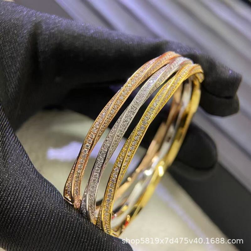 Sterling Silver Seiko Graf Spiral Pavé Diamond Bracelet Rotating Möbius Ring Design Bracelet High Version