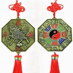 彩色方形麒麟太极八卦镜十二生肖二十四节气挂家门风水法器化解