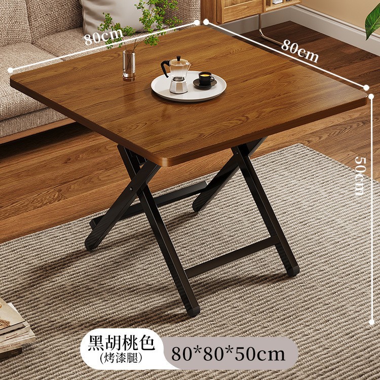 Black walnut [80*80*50] h type-black painted legs