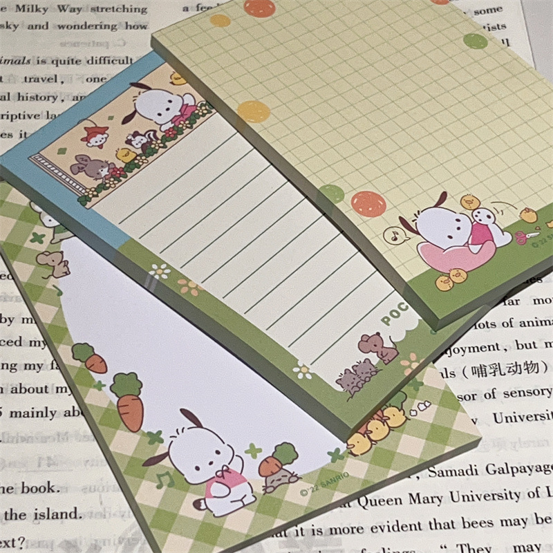 Cute Cartoon Plaid Sticky Notes Book with Chappi Dog Design, Instagram-Style Tear-off Notebook for Study and Journaling, Featuring Colorful Pages