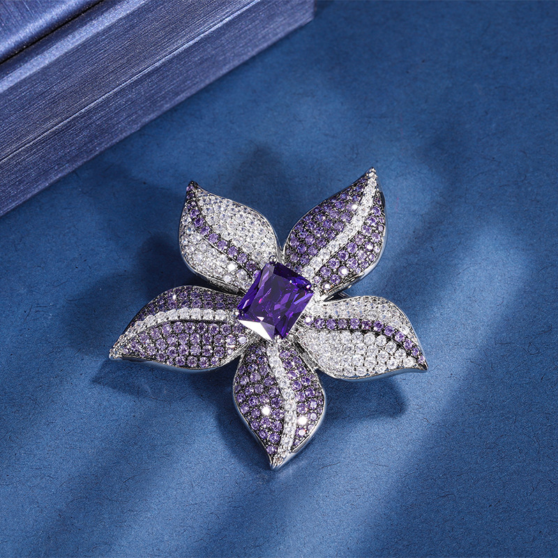 Purple Starfish Brooch Elegant Five Pointed Accessory For Women_voghion.com