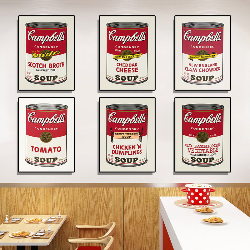Campbell Tangtou Prints Trendy Brand Fashion Art Restaurant Milk Tea Shop Decorative Painting Andy Warhol Wall Hanging Painting Campbell Tangtou Prints Trendy Brand Fashion Art Restaurant Milk Tea Shop Decorative Painting Andy Warhol Wall Hanging Painting