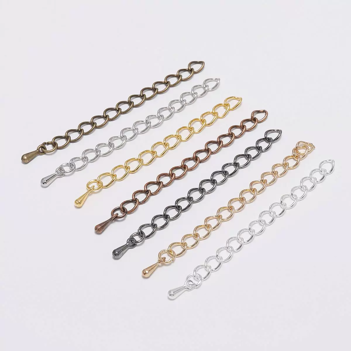 Прямые поставки с фабрики: аксессуары для самостоятельного изготовления украшений — цепочка-удлинитель для ожерелья 5 мм с подвеской в виде капли, цепочка для браслета 7 мм, простая.