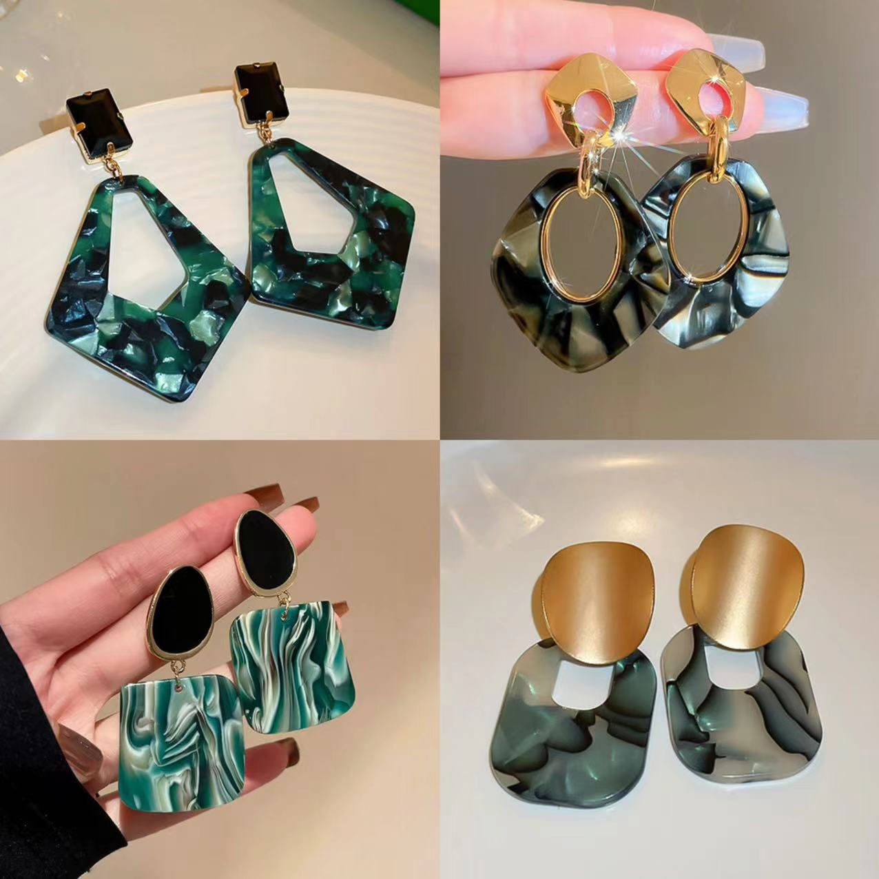 真金电镀银针豹纹星星圆圈耳环欧美潮流设计感耳坠气质氛围感耳饰详情4