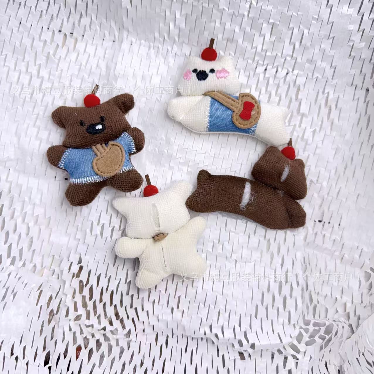 Brand three dimensional denim backpack, small bag, cloth, demi-season accessories, children's hair accessory, South Korea, with little bears 2