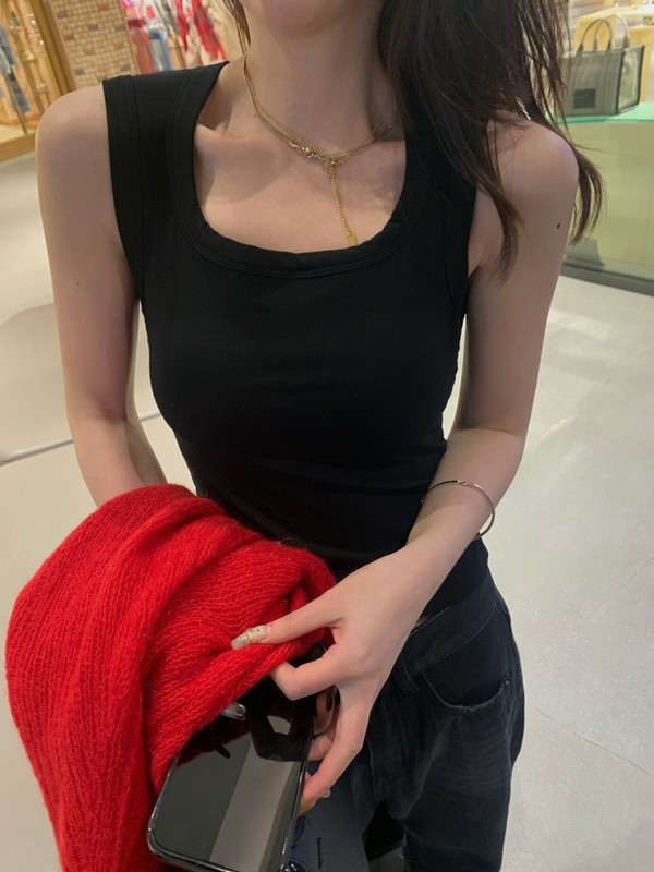 暖小艾3655背心莫代尔一体杯乳胶胸垫吊带背心女修身打底美背上衣|undefined