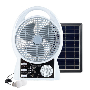 New rechargeable built-in battery large wind outdoor Bluetooth audio radio solar 8-inch desk fan