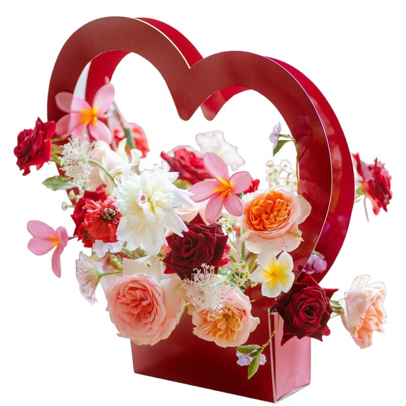 Bolso de flores, día del maestro, amor, caja de flores portátil, caja de regalo de flores, caja de embalaje, caja de arreglos florales, cesta de flores portátil de papel