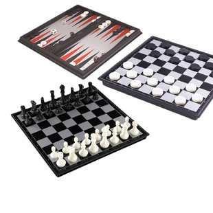 Wholesale UB AIA three-in-one Magnetic folding chess checkers backgammon overseas board games medium