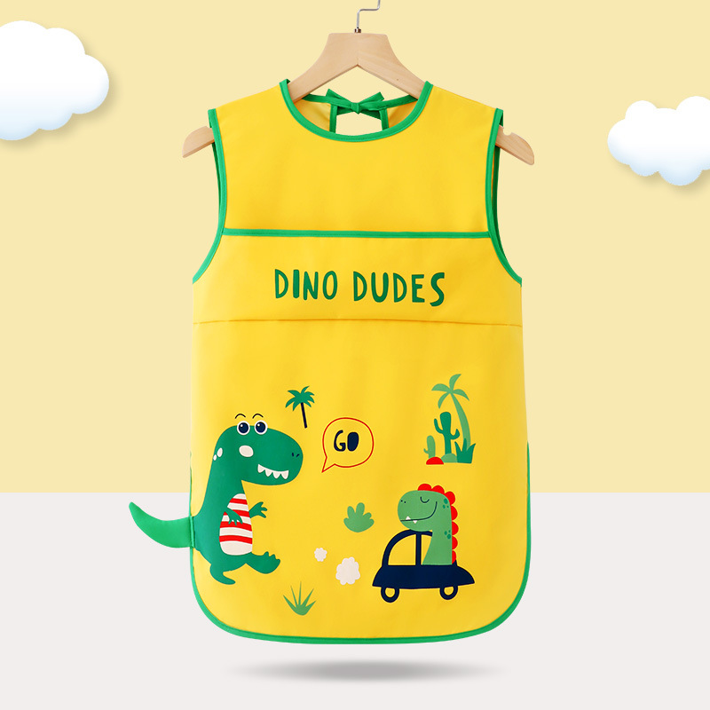 Pintura infantil mono bebé comiendo babero sin mangas impermeable reverso vestir pintura arte kindergarten manga larga babero