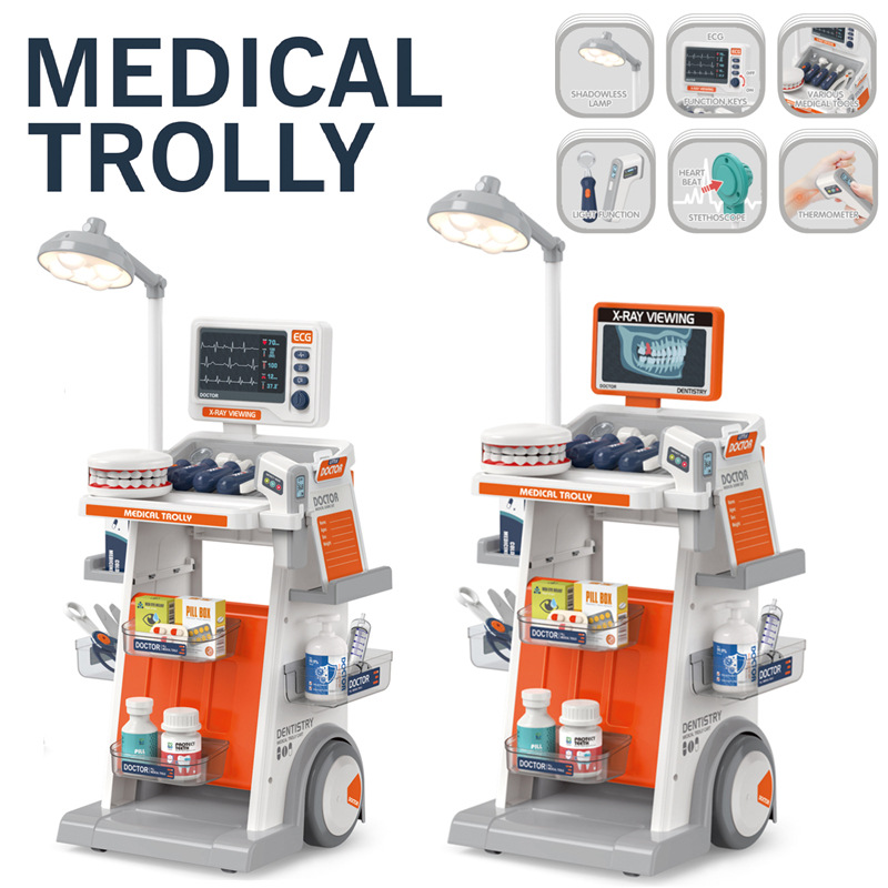 Estetoscopio de electrocardiograma de simulación transfronteriza, mesa médica, conjunto de inyección dental, vehículo médico, médico para jugar