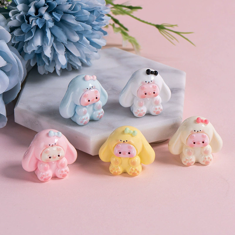 Мультяшный стерео длинноухий кролик, аксессуары из смолы, брелок «сделай сам», креативные модные настольные офисные украшения, украшения