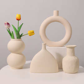 北欧INS风简约白色素胚花瓶干花瓶容器艺术格调民宿酒店店面装饰