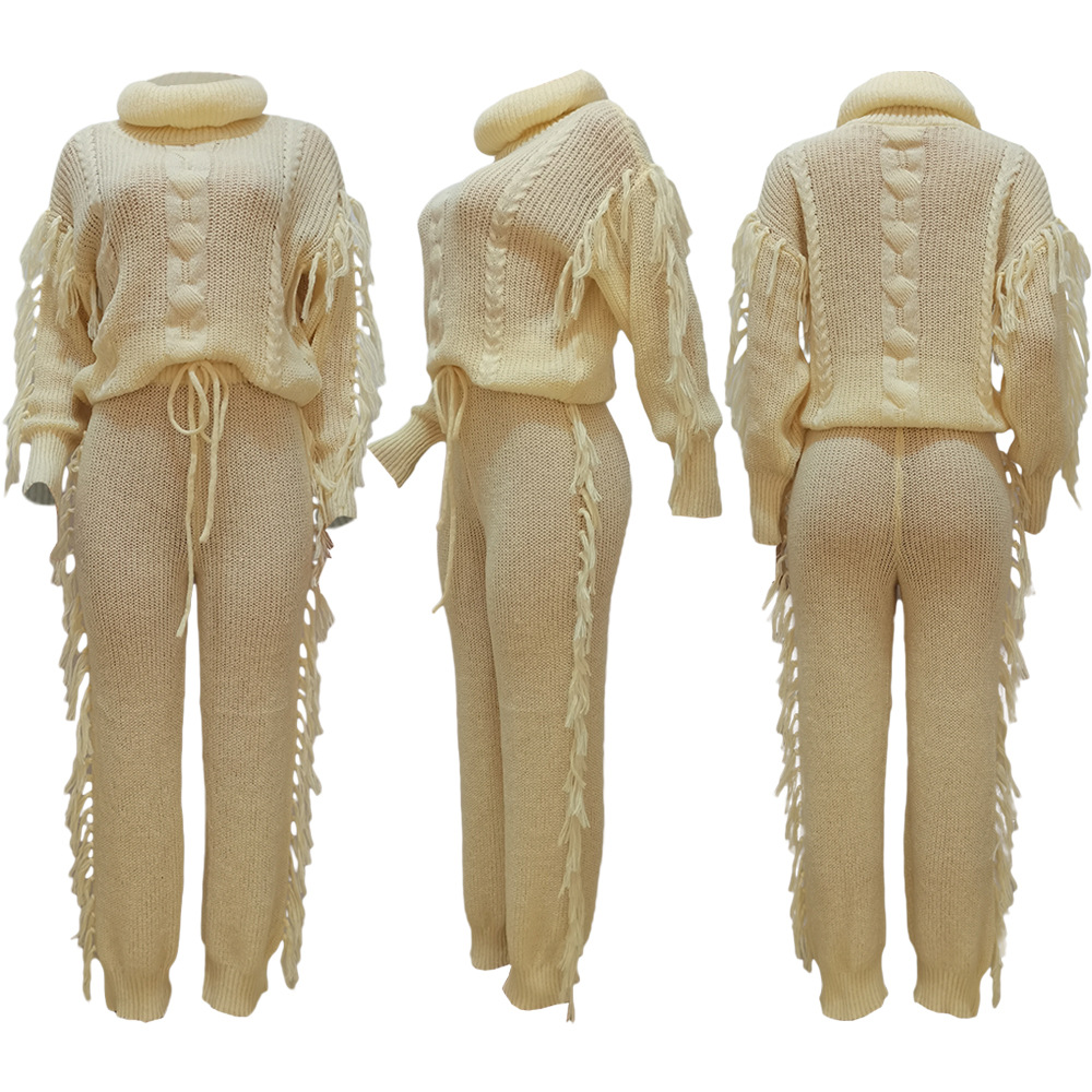 Street Women's Casual Solid Color Spandex Polyester Tassel Pants Sets Pants Sets display picture 15