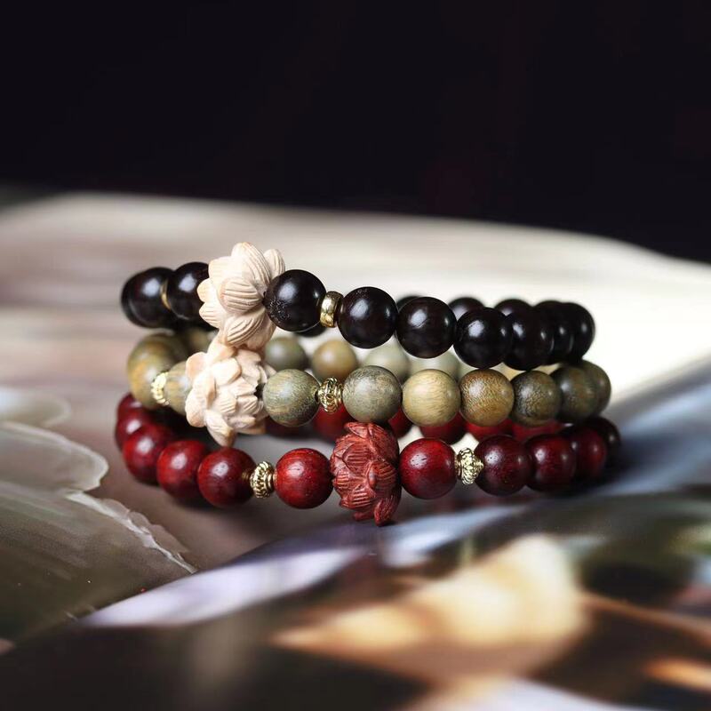 Green sandalwood DIY Lotus bracelet 0.8 red sandalwood beads beads vintage decorations jewelry manufacturers wholesale
