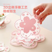 创意樱花隔热餐垫 PVC软胶防热餐桌锅垫可悬挂防滑水杯垫碗盘桌垫
