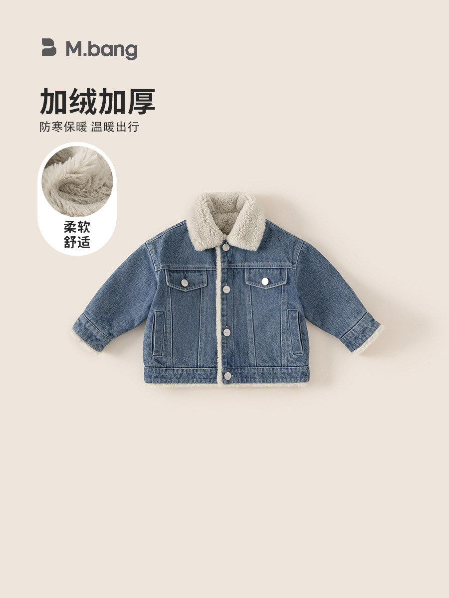 Chaqueta de mezclilla con forro polar para niñas Youbao, chaqueta de invierno para niños con cuello de piel gruesa, estilo de invierno