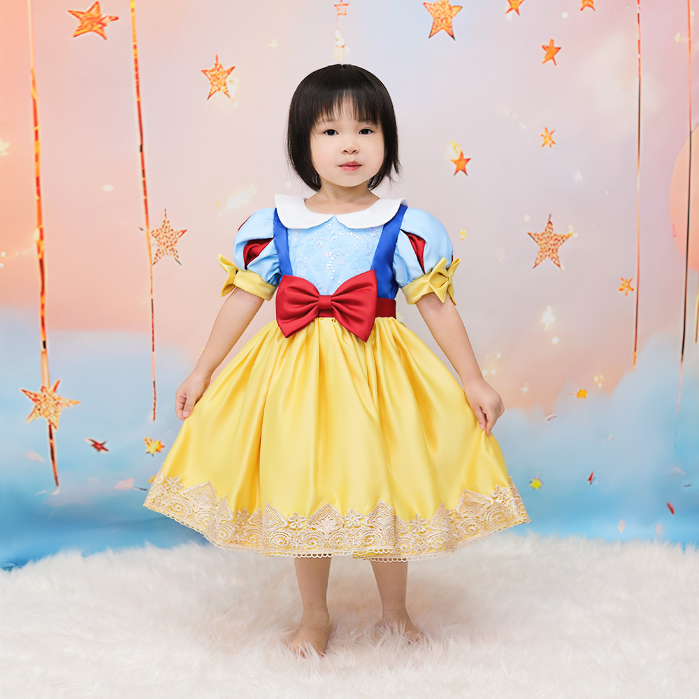 Girls' 2026 Summer New Ins Style Short-Sleeved Snow White Dress, Children's Day Performance Dress, Tutu Skirt