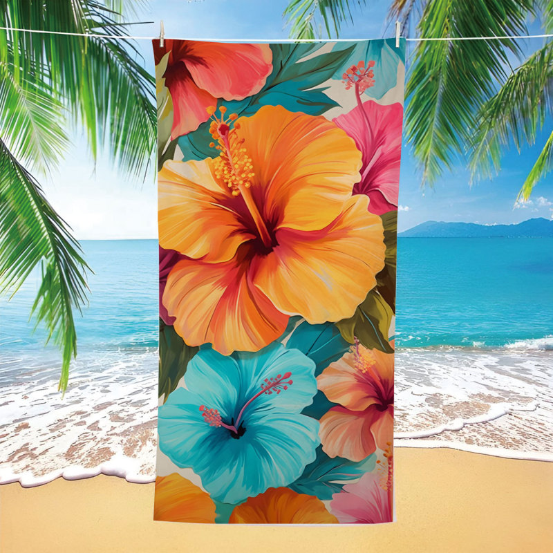 Tropical Style Quick-Drying Beach Towel with Ocean Whale and Sea Turtle Print, Absorbent Bath Towel for Cross-Border Summer Seaside Vacations Tropical Style Quick-Drying Beach Towel with Ocean Whale and Sea Turtle Print, Absorbent Bath Towel for Cross-Border Summer Seaside Vacations