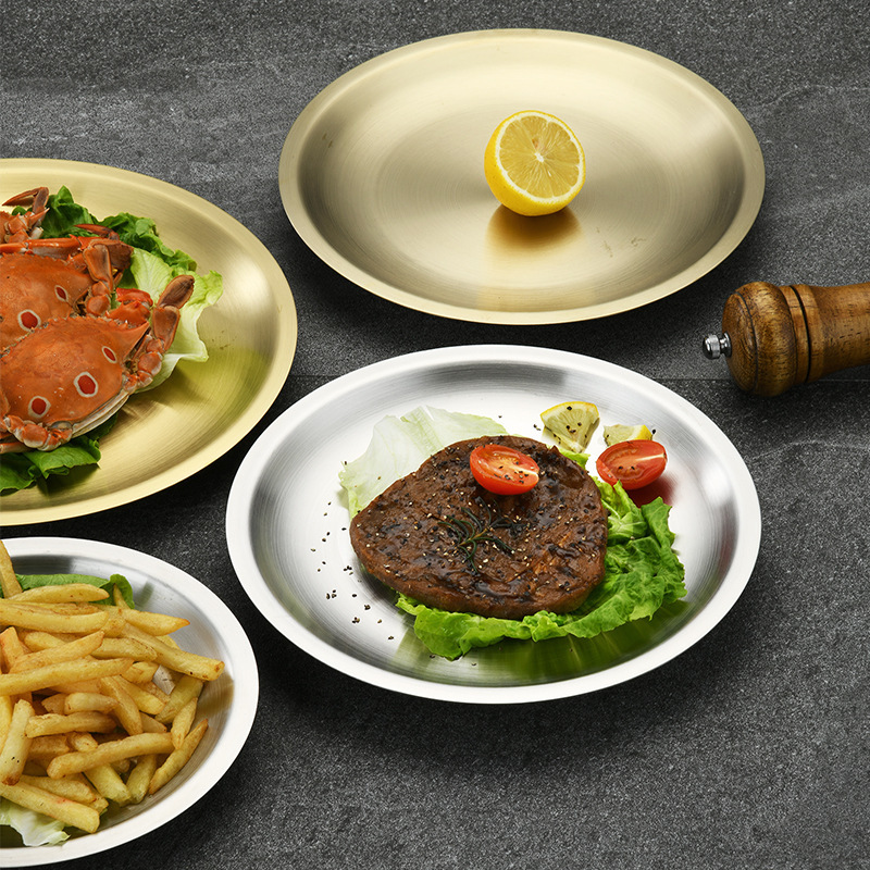 304 Korean stainless steel plate Golden Korean barbecue tables