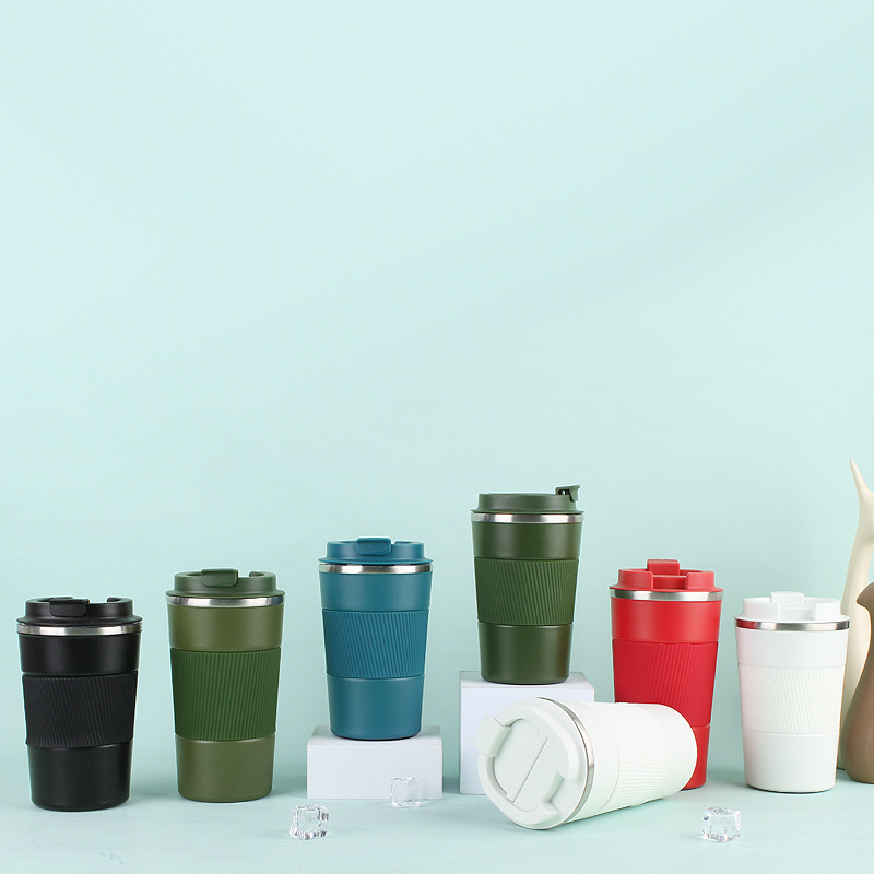 Nueva taza de vacío de acero inoxidable taza de agua de negocios taza de café de tres generaciones taza de coche con tapa de silicona taza portátil