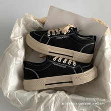 百搭帆布鞋女学生2024春夏新款爆款透气休闲板鞋厚底小白鞋女鞋男