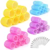 46-piece set (8 each of 6.0 yellow + 4.8 rose red + 3.6 purple + 2.5 blue) + 14 metal hairpins
