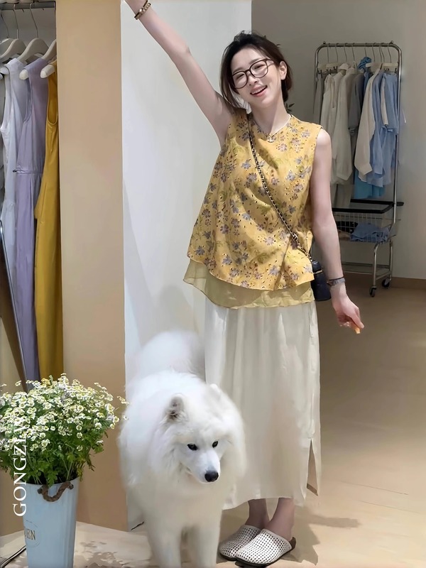 新しい中国風国民風ジャカード刺繍中空ベストサスペンダー女性の夏スタイル古代スタイル小花ベスト A4470|undefined