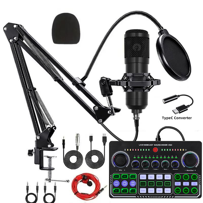 bm800 negro + x50 + kit de conversión typec + auriculares