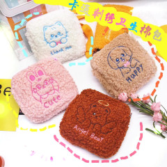 2021 New Instagram-style Plush Sanitary Pad Bag, Japanese-style Cute Cartoon Design, Embroidered Menstrual Product Pouch