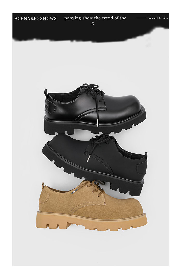 ShoeVault Derby Cow Suede Genuine Leather Toe Thick Low Top Big Yellow Boots Soft Bottom Non-Slip Fashion Men Shoes Trendy_voghion.com