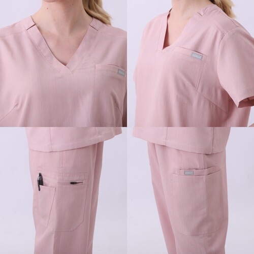 Amazon elastic surgical gown wholesale V-neck short-sleeved hospital nurse uniform suit for women Korean style hand washing clothes for men