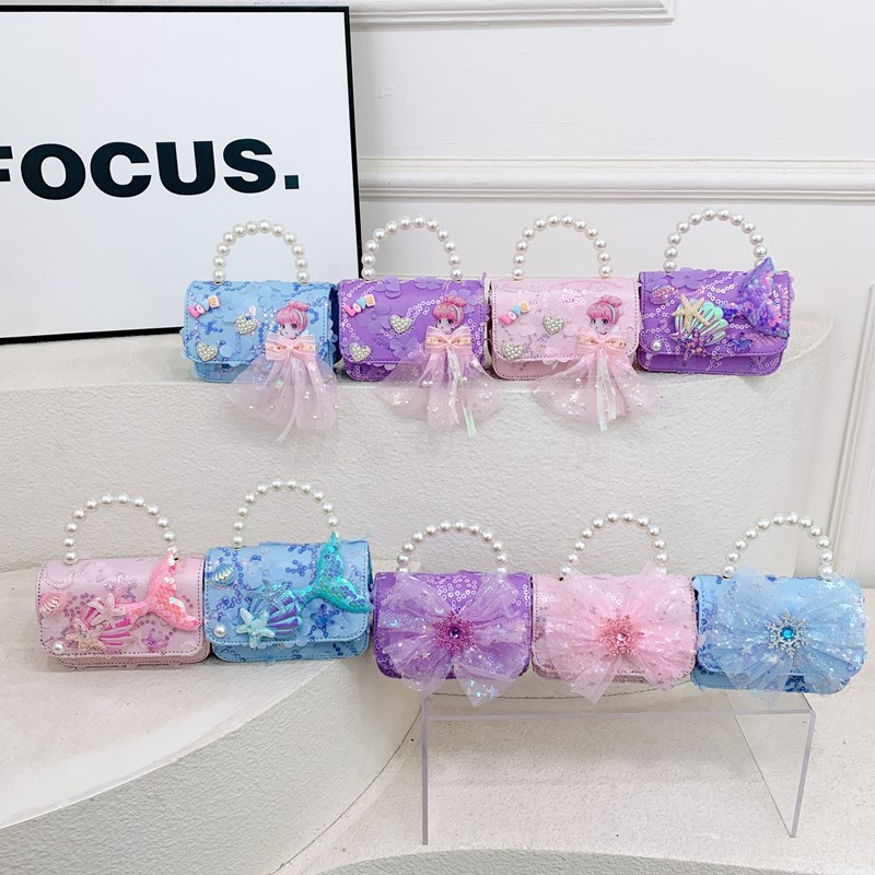 Bolsos infantiles nueva sirena niñas lindas bolsos princesas bolsos de moda niñas mochilas bolsos de perlas