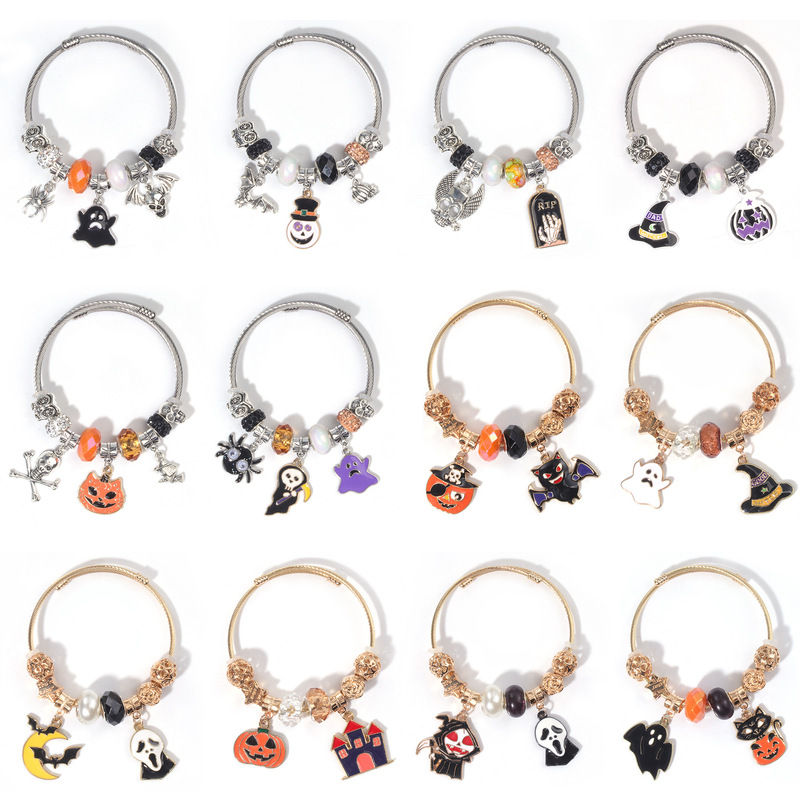 Halloween Costume DIY Bracelets, Cross-Border Ghost Pumpkin Beaded Bracelets, Halloween Cross-Border Hot Sale Halloween Costume DIY Bracelets, Cross-Border Ghost Pumpkin Beaded Bracelets, Halloween Cross-Border Hot Sale
