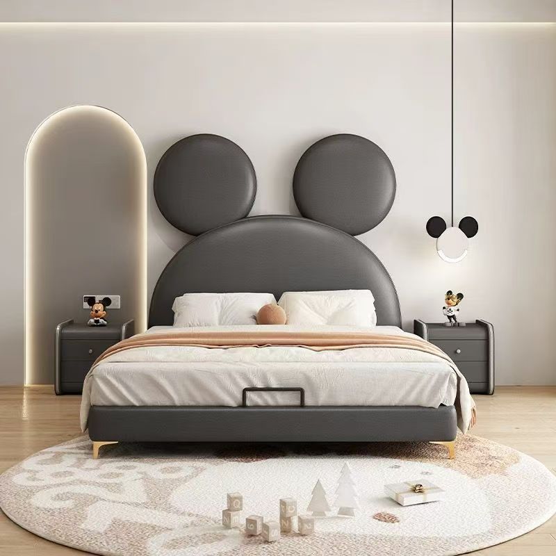 Mickey Children's Bed Boy's Mickey Bed Small Bed Single Bed Simple Modern Cartoon Bed Creative Mickey Mouse Leather Bed