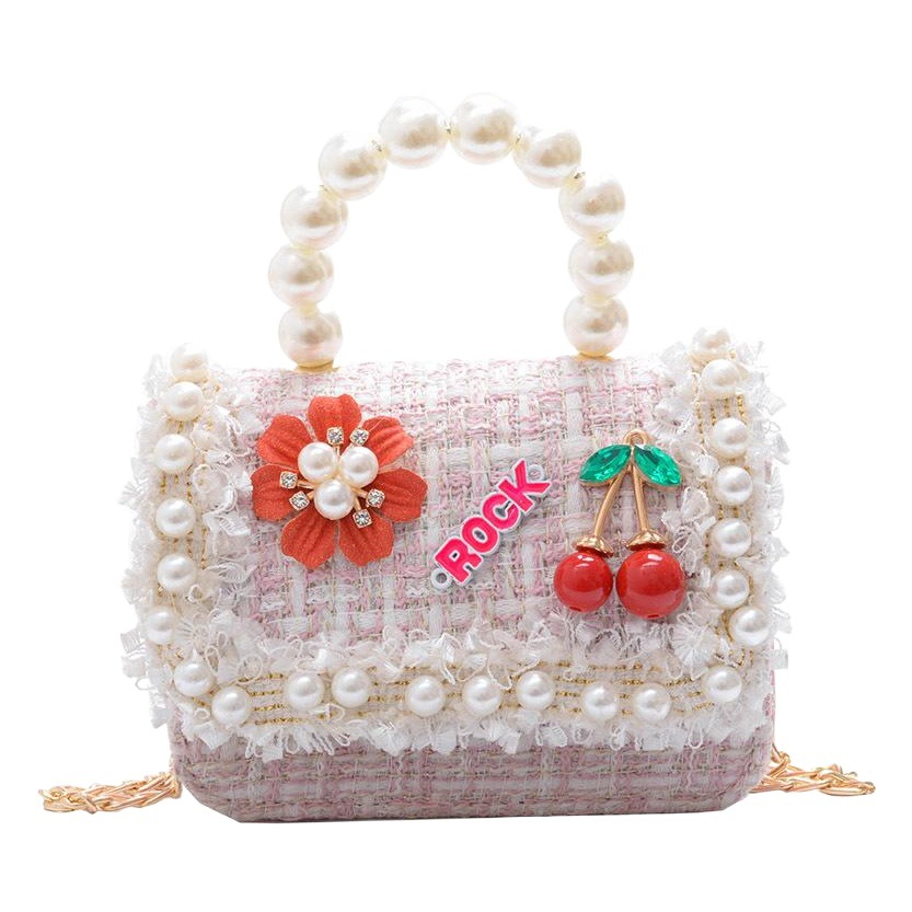 2025 New Children's Bags Pearl Accessories Hand-Held Shoulder Bags Fashionable and Cute Mini Crossbody Coin Purse Wholesale