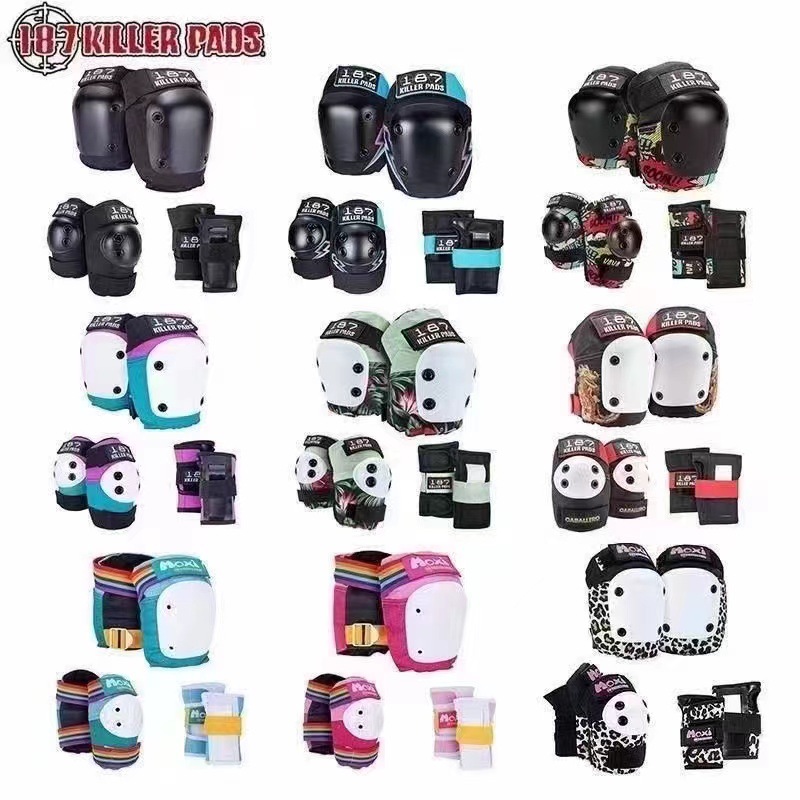 Imported from the United States 187Killer Pads Protective Gear Knee Pads, Elbow Pads, Palm and Wrist Pads Set for Adults and Children, Roller Skating Protective Gear