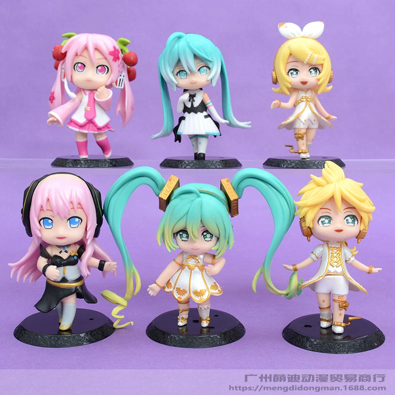 6 Hatsune Virtual Singer Animation Series Figure Models, cake decoration gacha doll machine ornaments wholesale