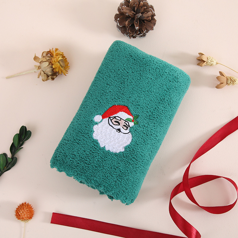 Toalla de Año Nuevo toalla de coral toalla de Papá Noel rojo festivo acompañante toalla de regalo caja de bolsa puede bordar lo