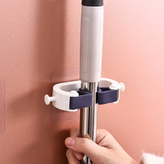 Home Hole-Free Invisible Adhesive Bathroom Hook Wall Mount Mop Stand Plastic Bathroom Sanitary Multi-Purpose Broom Mop Holder