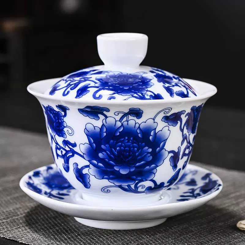 Blue and white ceramic tea cup, big tea set