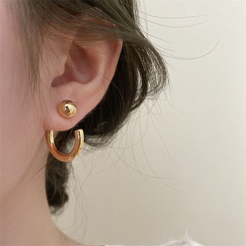 French simple and high-quality photosensitive metal hook earrings temperament light luxury niche versatile cold style earrings