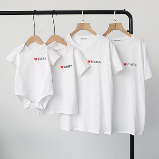 Special Parent-Child Suit 2025 New Summer Family of Four Baby Climbing Suit Mother-Child Mother-Daughter T-Shirt Simple Western Style