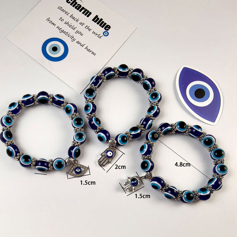 Fashionable Blue Eye Bracelet, Evil Turkish Glass Beads, Handmade Elastic Resin Bracelet and Anklet, Women's Jewelry