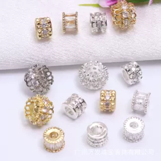 强保色镶钻隔珠串珠散珠桶珠水晶珍珠手串隔片手链diy饰品配件材