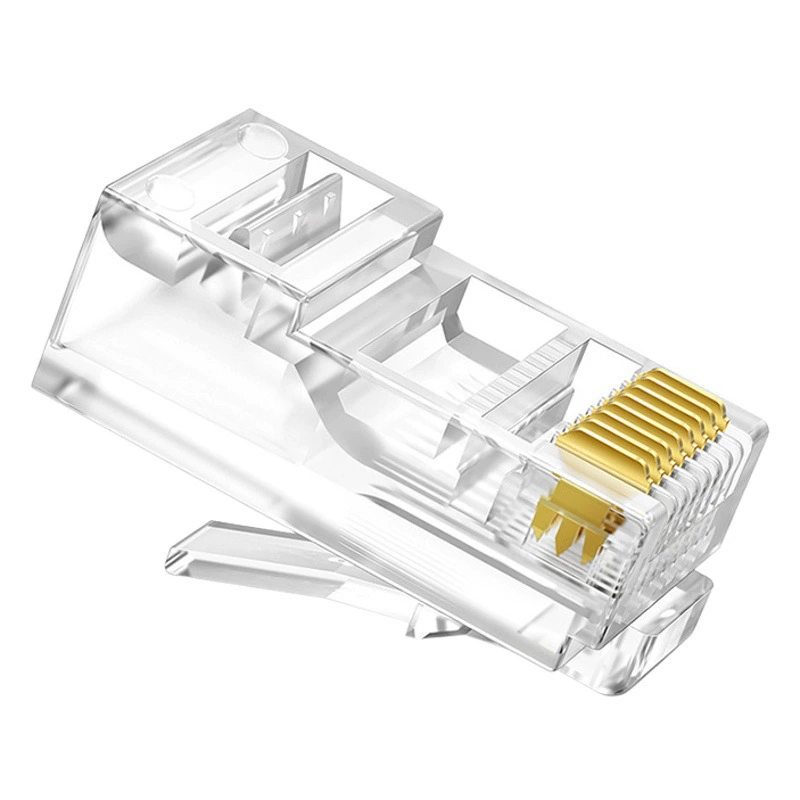 Супер Категория 5 Кристалл Глава Категория 6 Категория 7 Сетевой кабель RJ45 через отверстие Экранирование Позолоченные Компьютерная сеть Категория 6 Категория 7 Кристалл голова